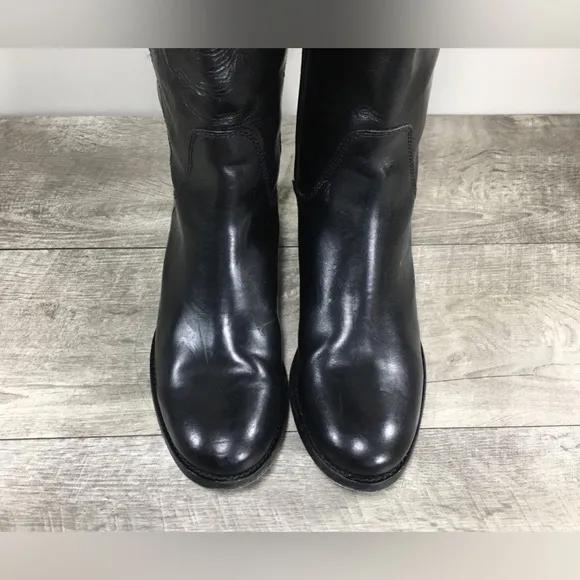 Womens Frye 76932 Melissa Tall Black Leather Side Zip Riding Boots Size 6 B