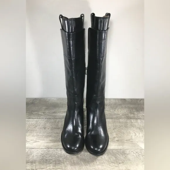 Womens Frye 76932 Melissa Tall Black Leather Side Zip Riding Boots Size 6 B