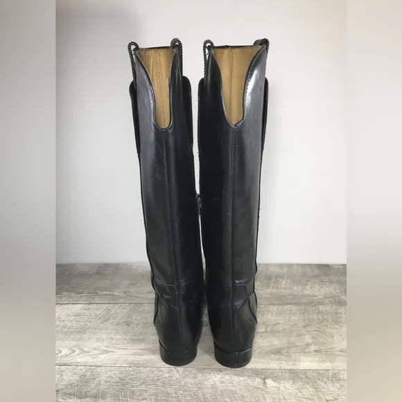 Womens Frye 76932 Melissa Tall Black Leather Side Zip Riding Boots Size 6 B