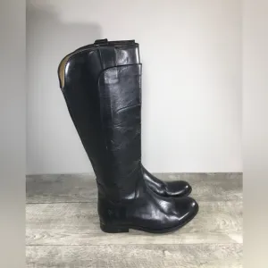Womens Frye 76932 Melissa Tall Black Leather Side Zip Riding Boots Size 6 B