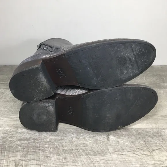 Womens Frye 78052 Demi Gray Pewter Zip Leather Ankle Moto Bootie Boots Size 7