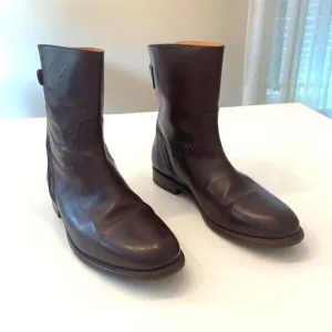 Women's Frye Brown Leather Abigail Zip Short Boots US Size‎ 8 M 8M 3475164