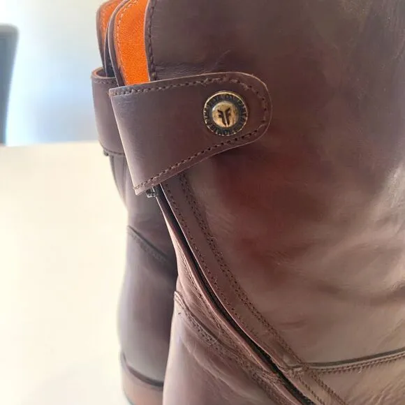 Women's Frye Brown Leather Abigail Zip Short Boots US Size‎ 8 M 8M 3475164