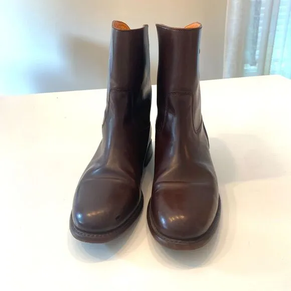 Women's Frye Brown Leather Abigail Zip Short Boots US Size‎ 8 M 8M 3475164