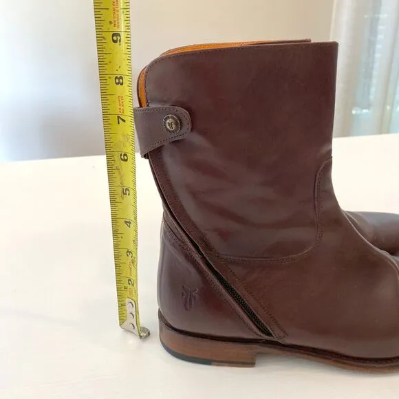 Women's Frye Brown Leather Abigail Zip Short Boots US Size‎ 8 M 8M 3475164