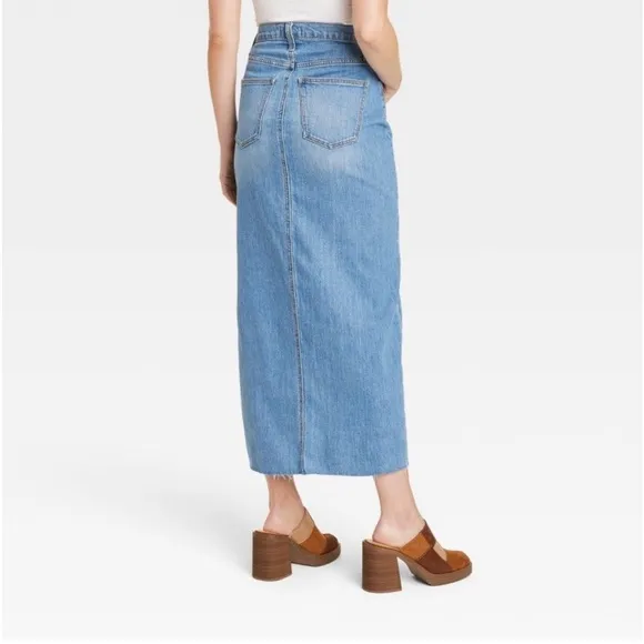Women's High-Rise Denim Maxi Skirt - Universal Thread Medium Wash Size 10