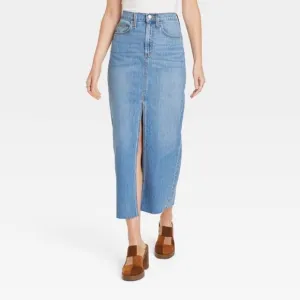 Women's High-Rise Denim Maxi Skirt - Universal Thread Medium Wash Size 10