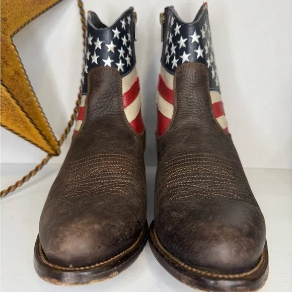 Womens JB Dillon USA Cowboy Boots Leather American Flag size B.