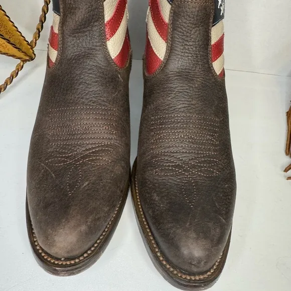 Womens JB Dillon USA Cowboy Boots Leather American Flag size B.
