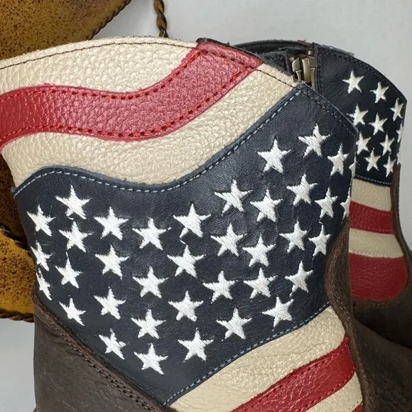 Womens JB Dillon USA Cowboy Boots Leather American Flag size B.