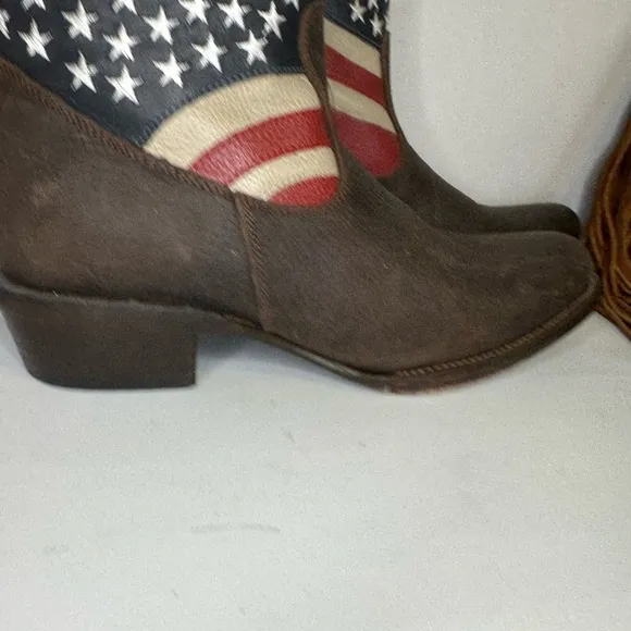 Womens JB Dillon USA Cowboy Boots Leather American Flag size B.