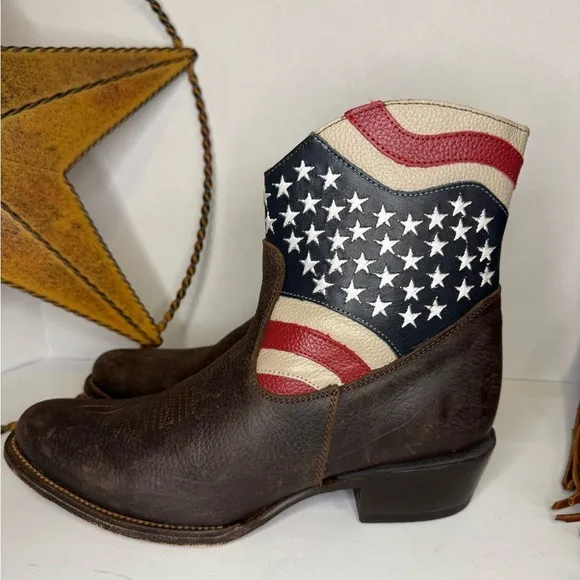 Womens JB Dillon USA Cowboy Boots Leather American Flag size B.