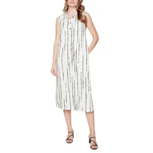 Women's Long Linen Sleeveless Dress Size S Stripes Dress NWT Compli-K