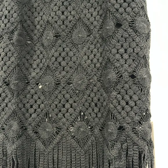 Women’s Lulus Enviable Summer Black Crochet Fringe Midi Skirt Medium NWT
