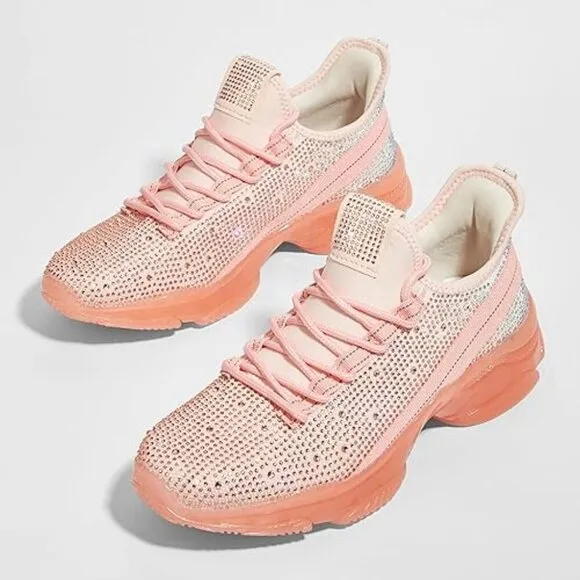 Women's Mesh Slip On Walking Shoes Fashion Breathable Spakle Glitter Sneaker