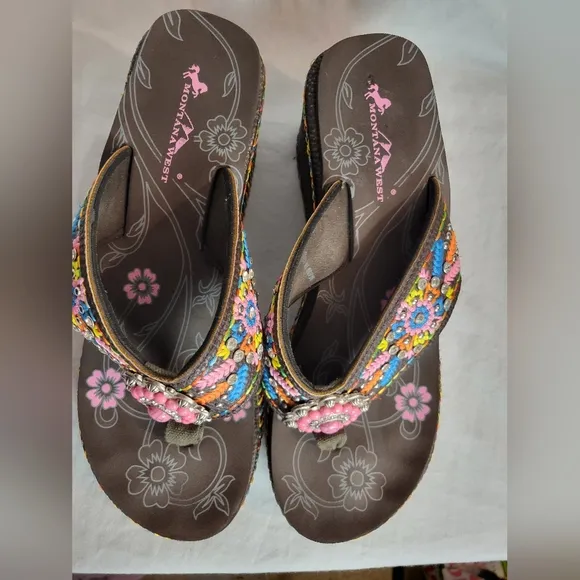 Women's Montana West Brown Platform Flip Flops Sandals Size 11
