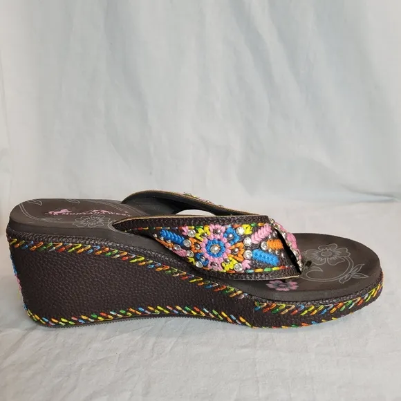 Women's Montana West Brown Platform Flip Flops Sandals Size 11