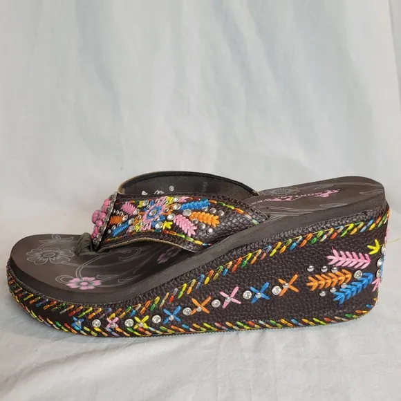 Women's Montana West Brown Platform Flip Flops Sandals Size 11