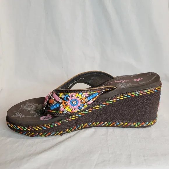 Women's Montana West Brown Platform Flip Flops Sandals Size 11