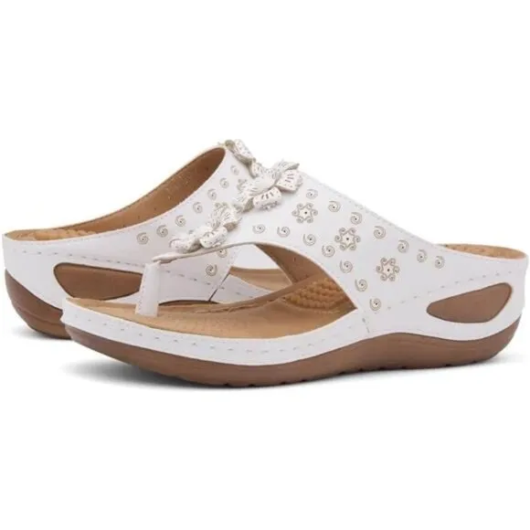Womens Open Toe Platform Wedge Sandals - Cushioned Footbed Flip Flops for Summer