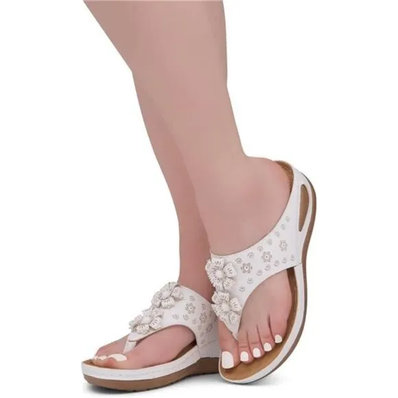 Womens Open Toe Platform Wedge Sandals - Cushioned Footbed Flip Flops for Summer