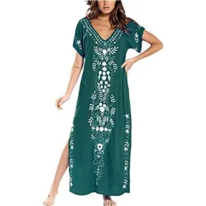 Women's Side Split Shirt Dress, Green