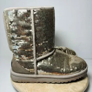 Womens Size 8‎ UGG Classic Short Boots Tan Gold Sequin