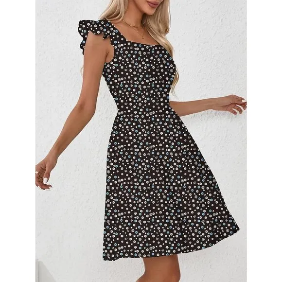 Women's Summer Dresses Casual Square Black
