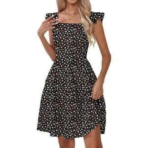 Women's Summer Dresses Casual Square Black