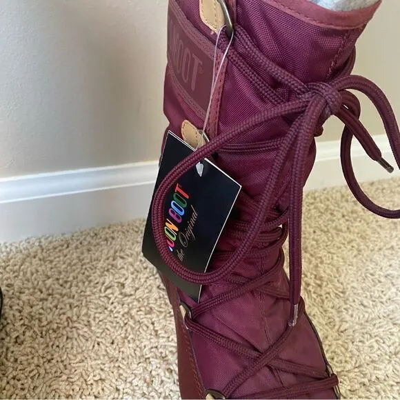 Womens Tall Icon Moon Boots Maroon Tan Brown NWT Size 5.5
