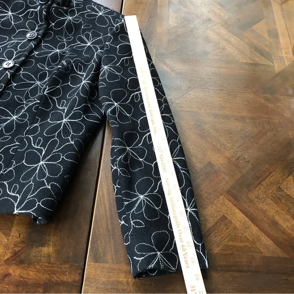 Worth Collection Black with White Stitching Wool Blend Cropped Jacket