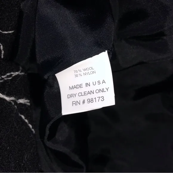 Worth Collection Black with White Stitching Wool Blend Cropped Jacket