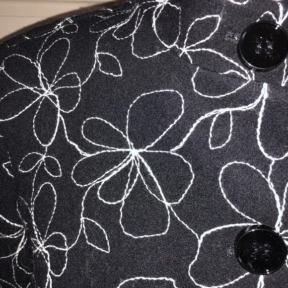Worth Collection Black with White Stitching Wool Blend Cropped Jacket