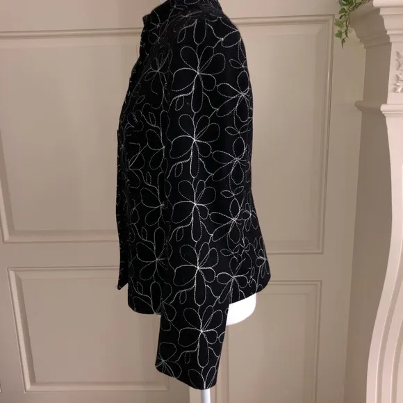 Worth Collection Black with White Stitching Wool Blend Cropped Jacket