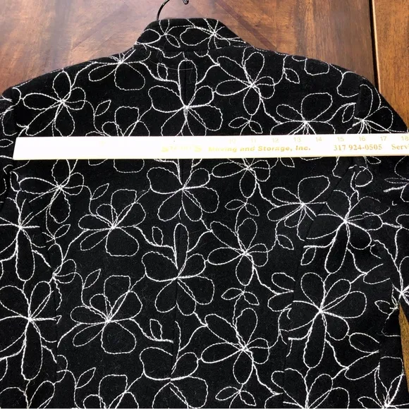 Worth Collection Black with White Stitching Wool Blend Cropped Jacket