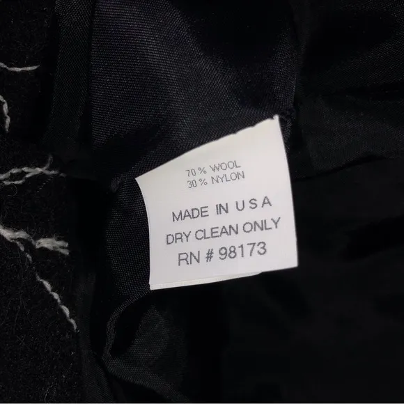 Worth Collection Black with White Stitching Wool Blend Cropped Jacket