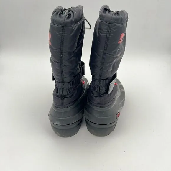 Youth Sorel Flurry Snow Winter Boot Sz US  5 EUR 37 BLACK RED $70 MSRP
