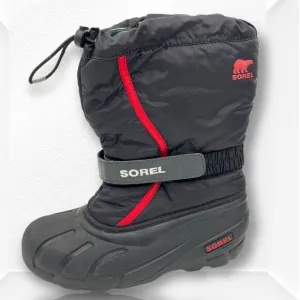 Youth Sorel Flurry Snow Winter Boot Sz US  5 EUR 37 BLACK RED $70 MSRP