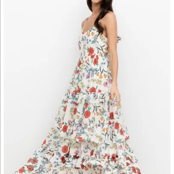 YUMI KIM ivory St. Martin floral tiered ruffle chiffon maxi