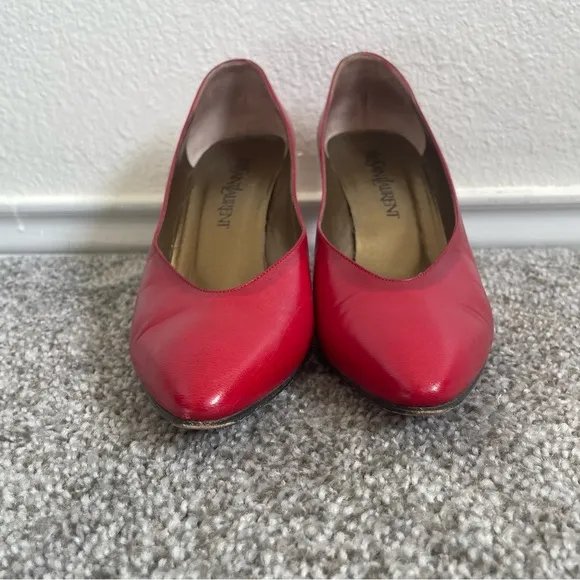 Yves Saint Laurent YSL Vintage Heels Women’s Size 8 M Red Leather Classic Pumps
