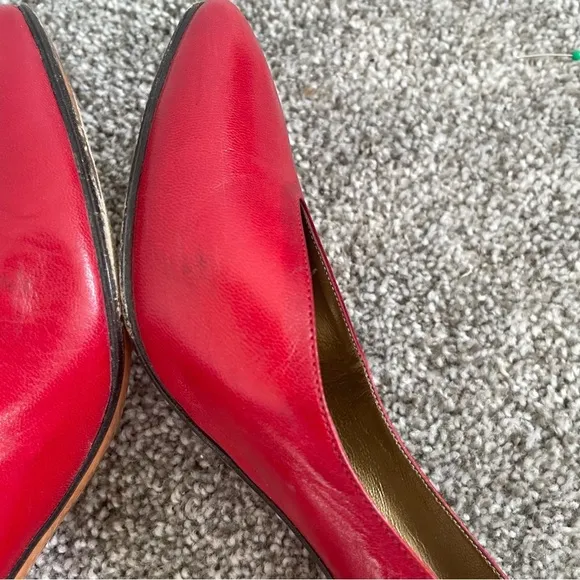 Yves Saint Laurent YSL Vintage Heels Women’s Size 8 M Red Leather Classic Pumps