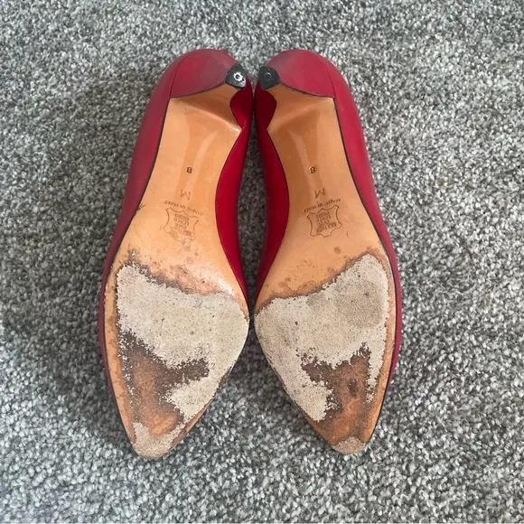 Yves Saint Laurent YSL Vintage Heels Women’s Size 8 M Red Leather Classic Pumps