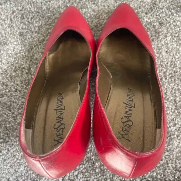 Yves Saint Laurent YSL Vintage Heels Women’s Size 8 M Red Leather Classic Pumps