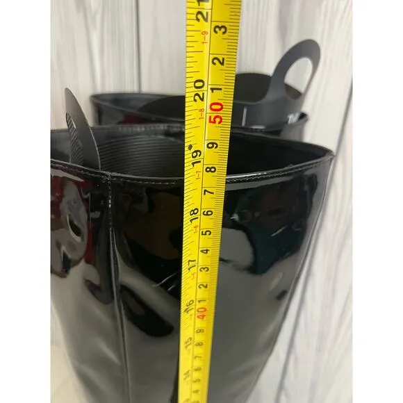Zara Square Heeled Tall Patent Leather Boots Size 9 (40)