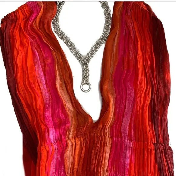 Zara TIE DYE Maxi Dress/ Beach Coverup with Beaded Ties Size Small (2-6)