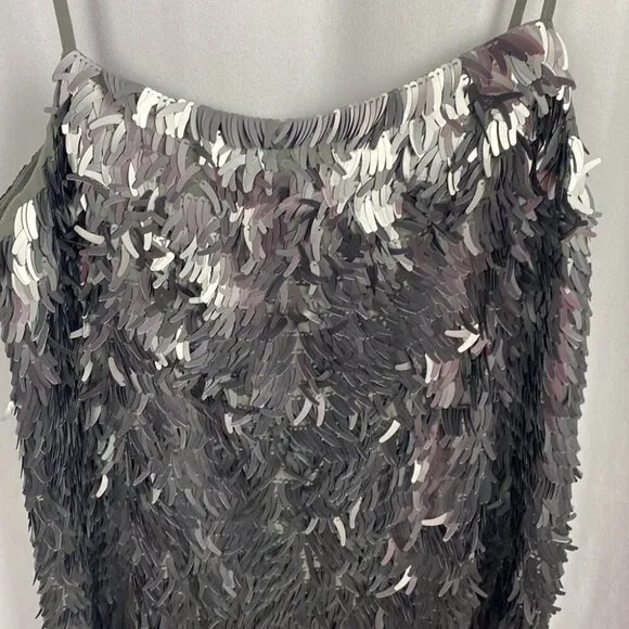 Zara ZW Collection NWT Short Sequinned Dress Silver - Size S