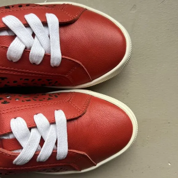 Ziera Denver Red Leather Laser Die Cut Hole Sneaker Shoes Women EU 36 FF US 5.5