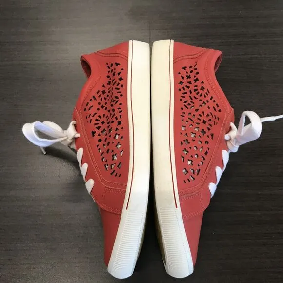 Ziera Denver Red Leather Laser Die Cut Hole Sneaker Shoes Women EU 36 FF US 5.5