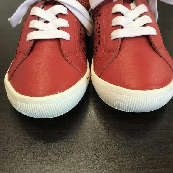 Ziera Denver Red Leather Laser Die Cut Hole Sneaker Shoes Women EU 36 FF US 5.5