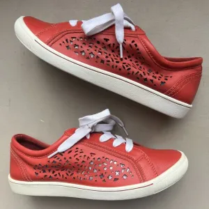Ziera Denver Red Leather Laser Die Cut Hole Sneaker Shoes Women EU 36 FF US 5.5